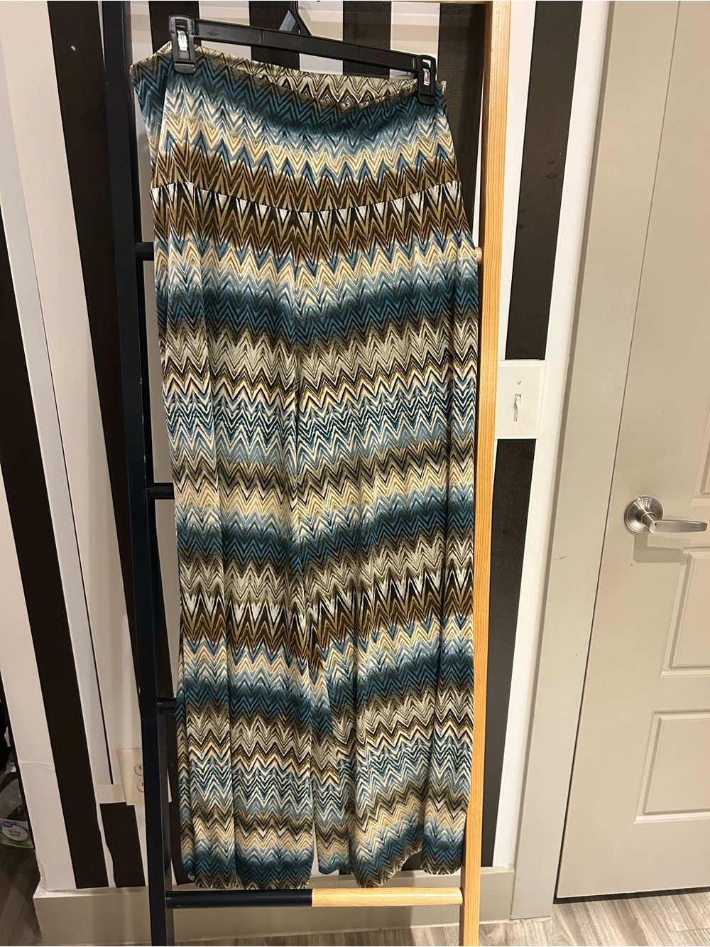 Zac & Rachel Zigzag Pants in Teal, Brown & Cream